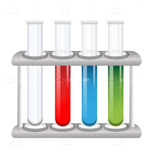 Lab Test Tubes with Colourful Liquids in Holding Stand